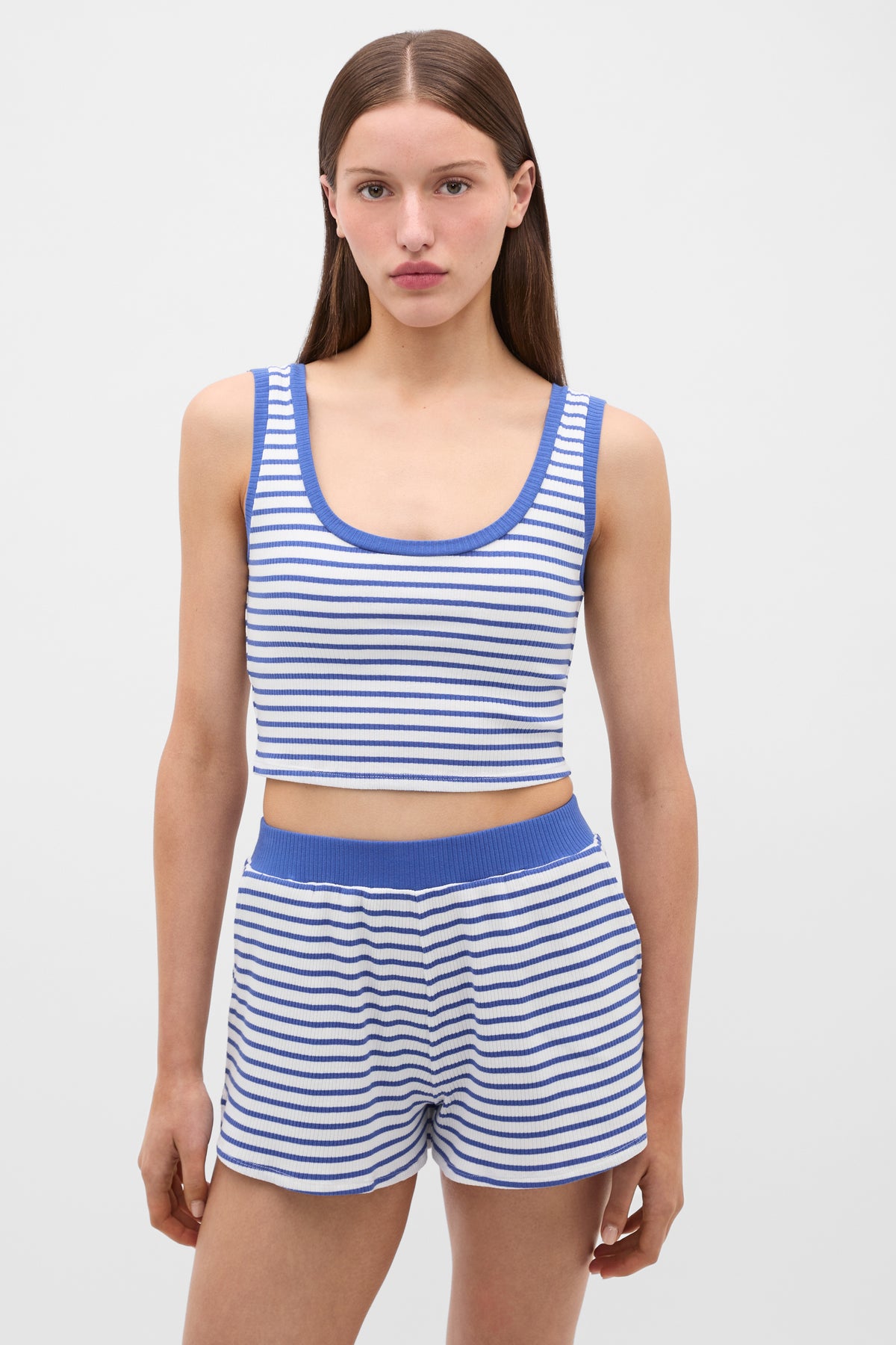 Striped Rib Tank and Short PJ Set