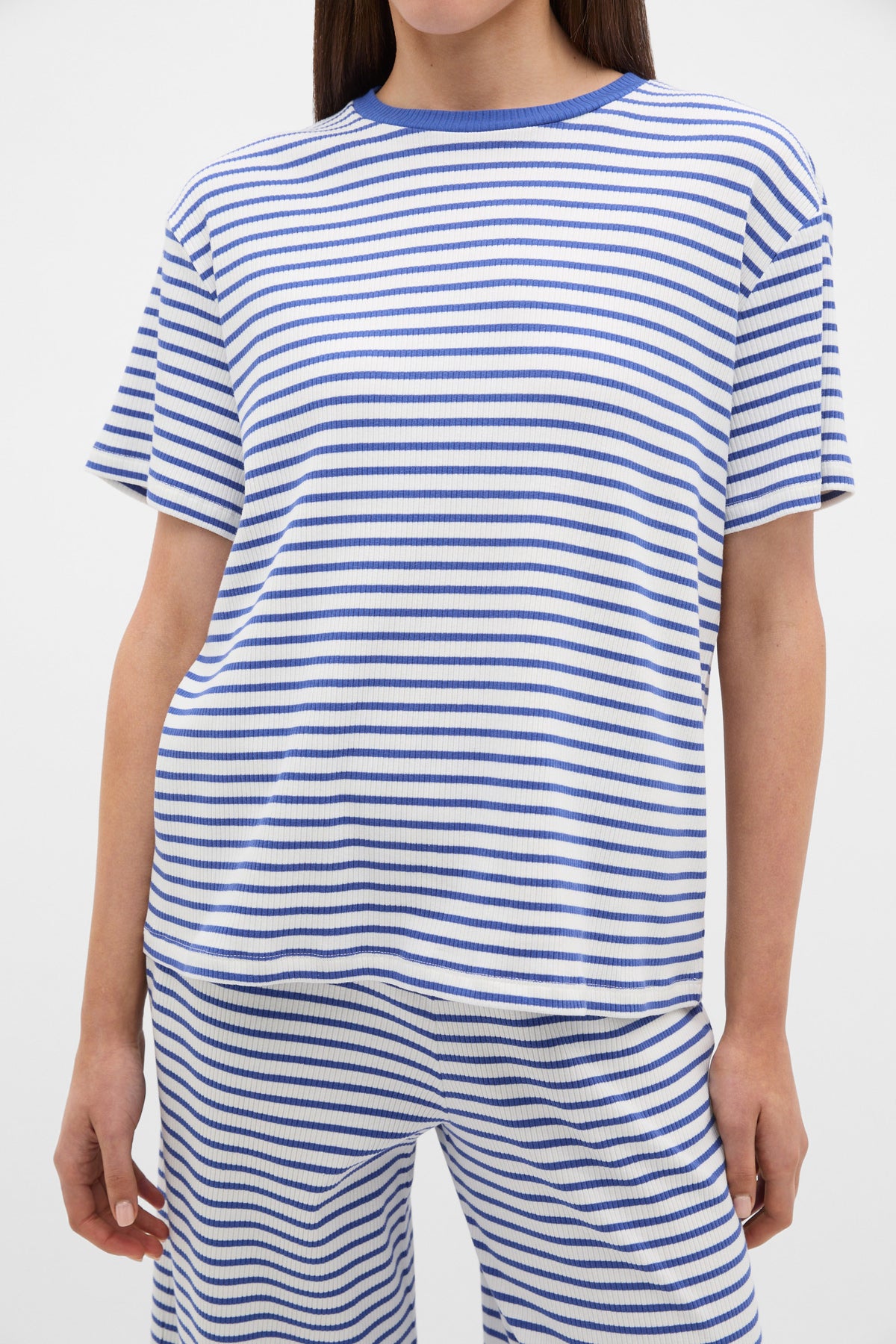 Striped Rib Tee and Pant PJ Set
