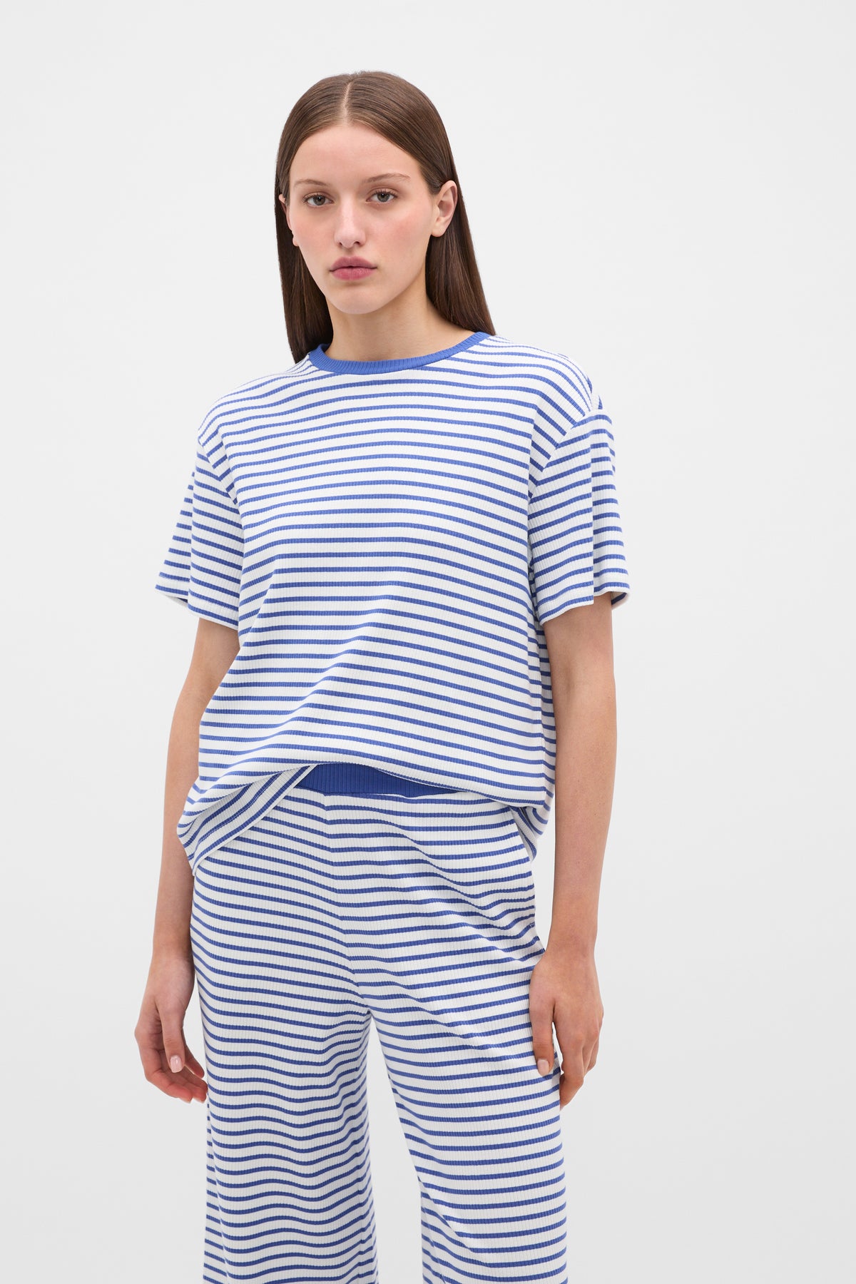 Striped Rib Tee and Pant PJ Set
