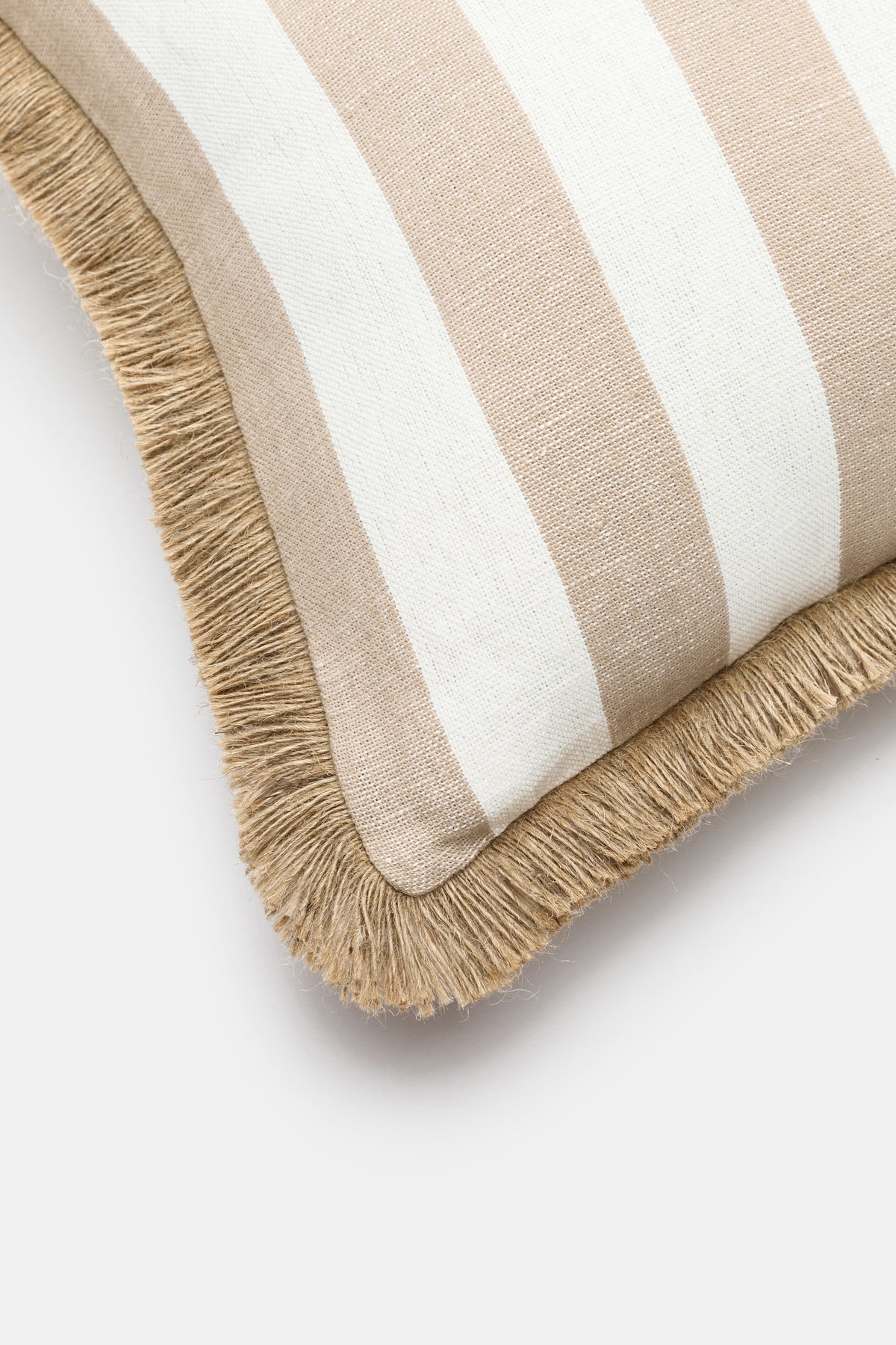 Block Stripe Fringed Cushion