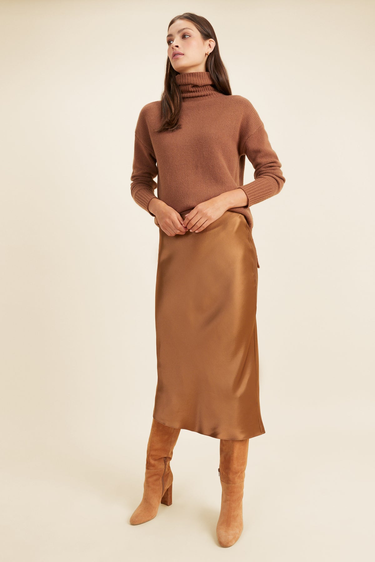 Satin Slip Midi Skirt