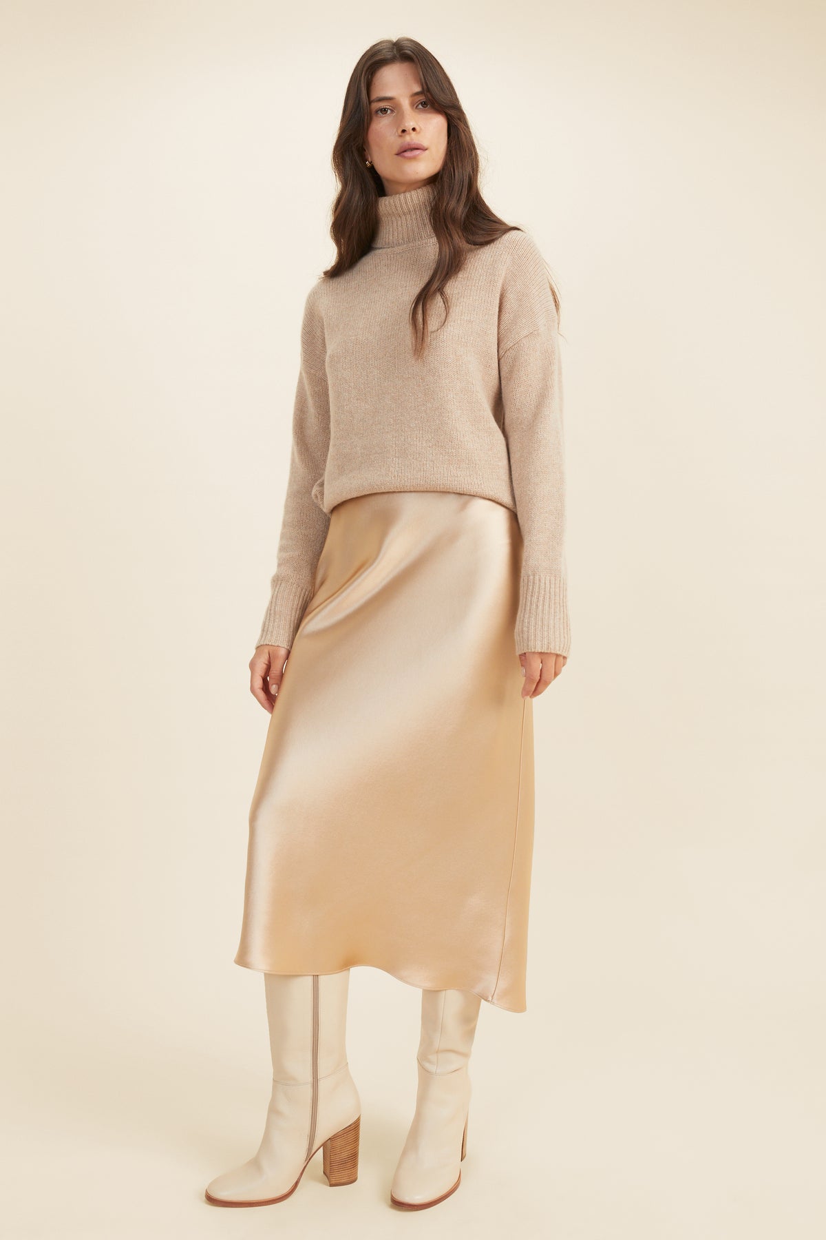 Satin Slip Midi Skirt