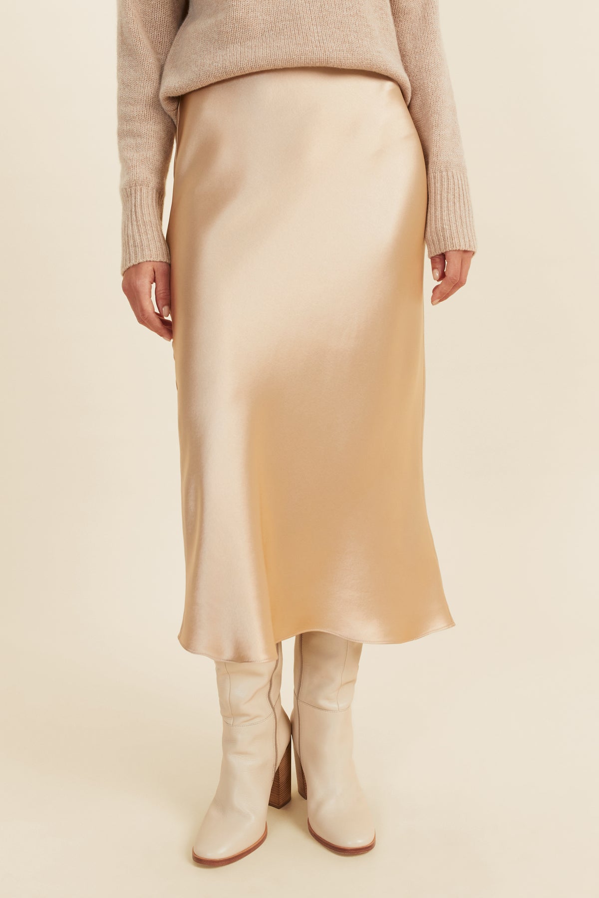 Satin Slip Midi Skirt