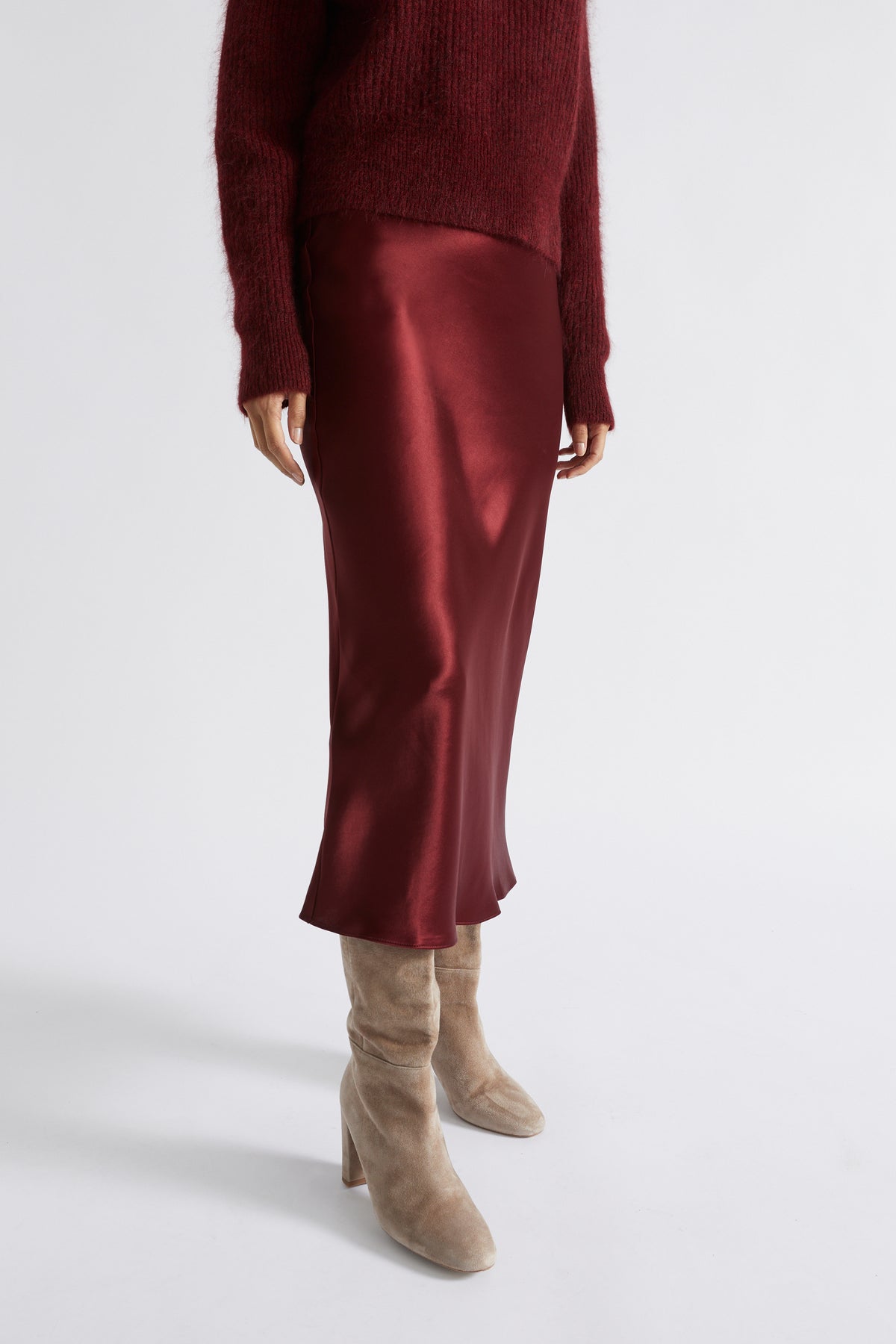 Satin Slip Midi Skirt