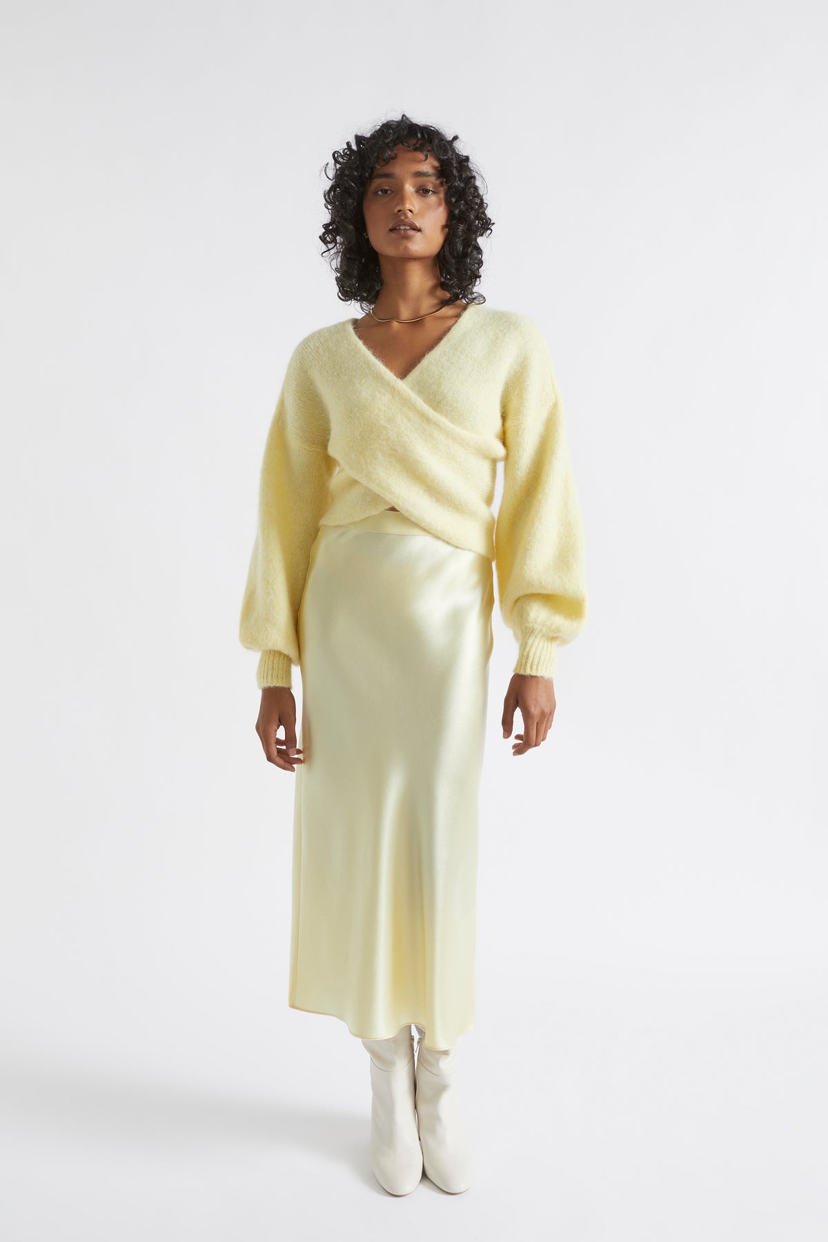 Satin Slip Midi Skirt