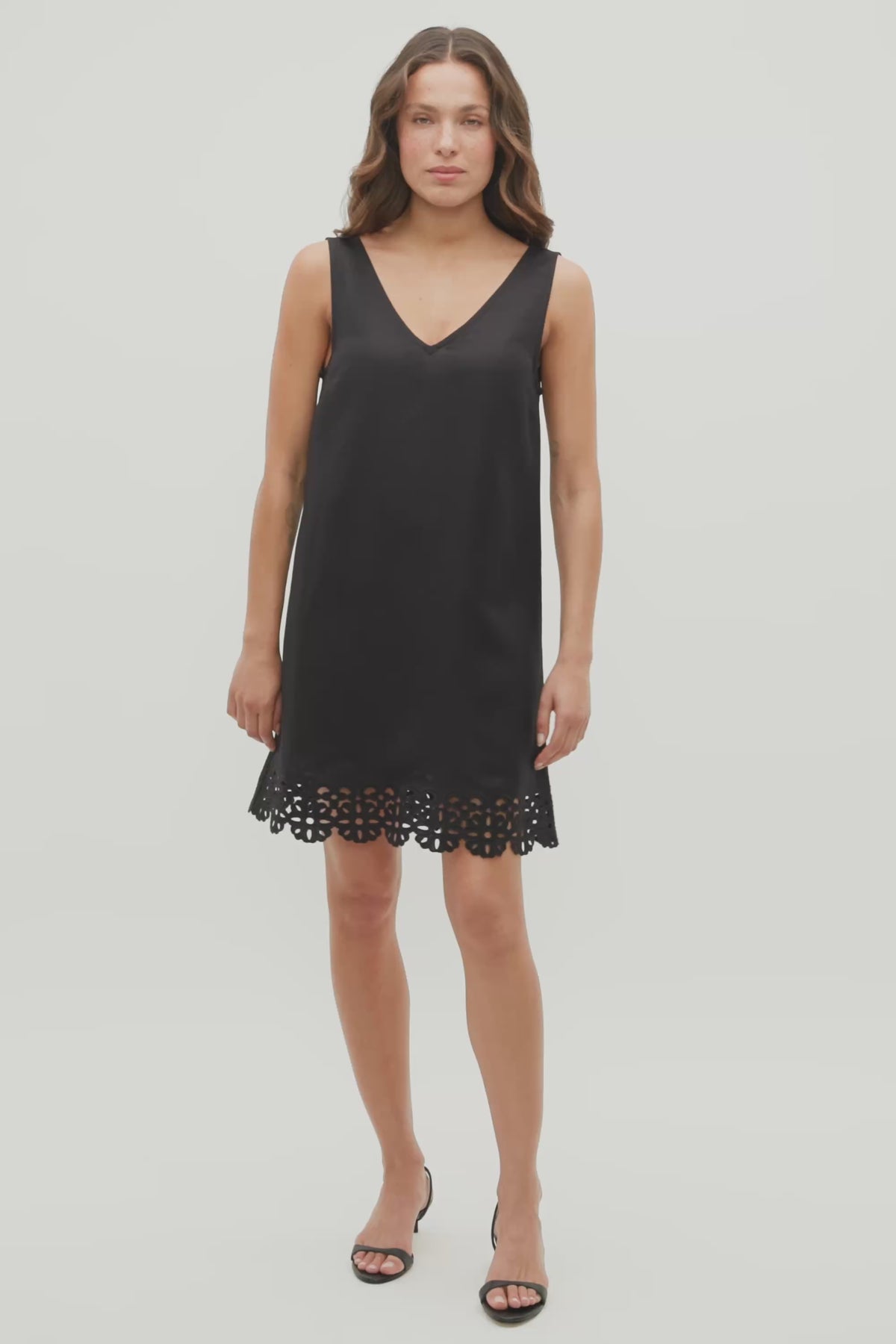 Linen Blend Cutwork Mini Dress