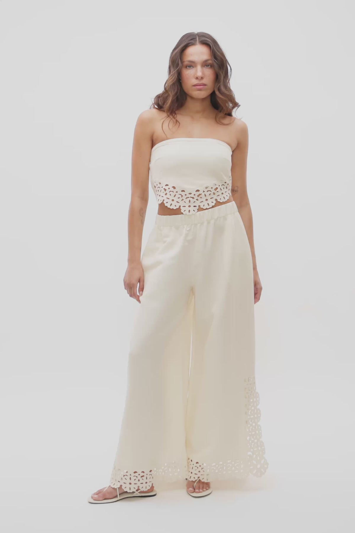 Linen Blend Cutwork Pant