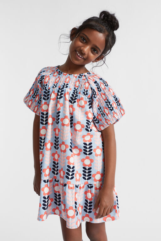 Shirred Floral Dress