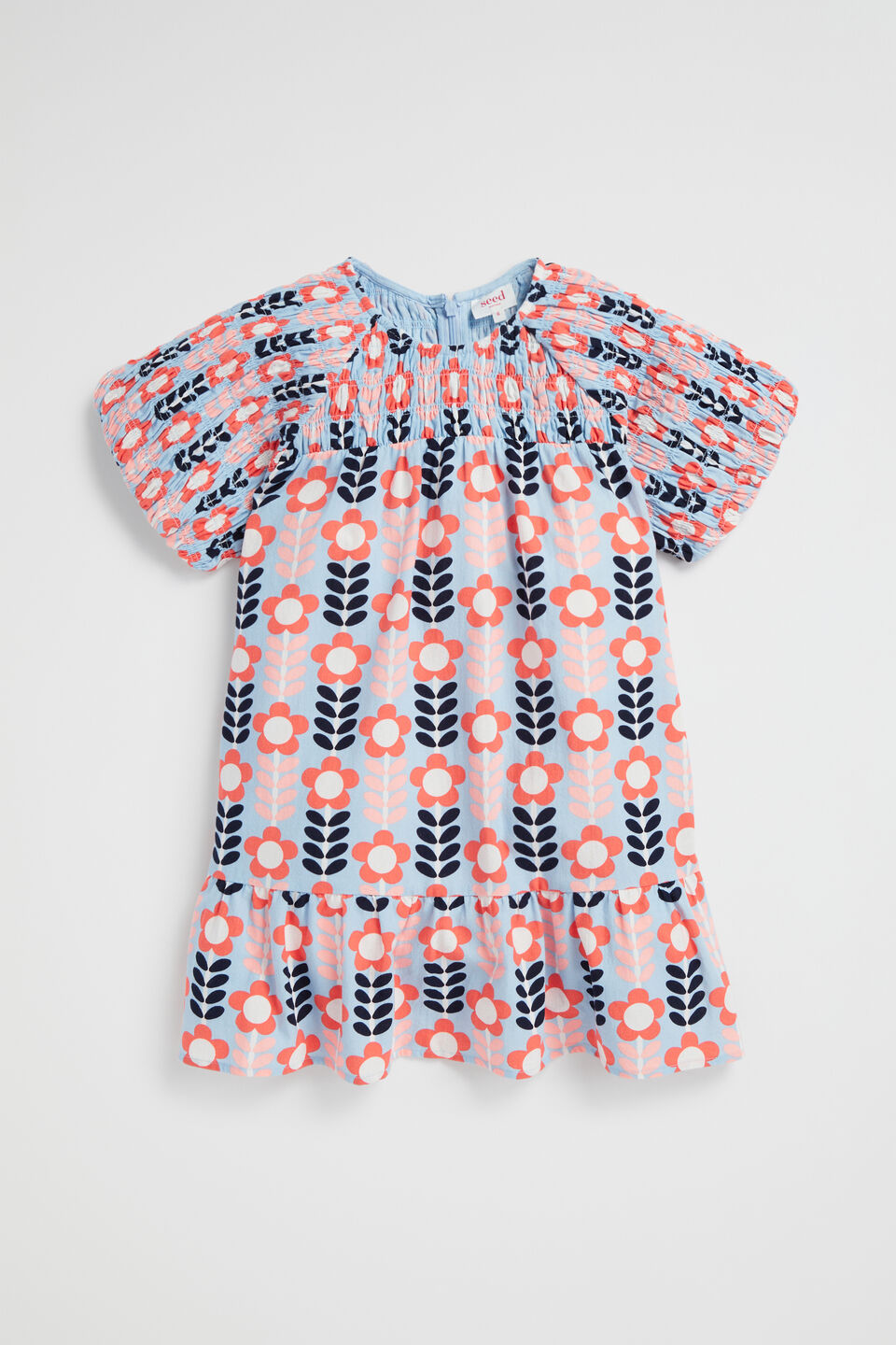 Shirred Floral Dress