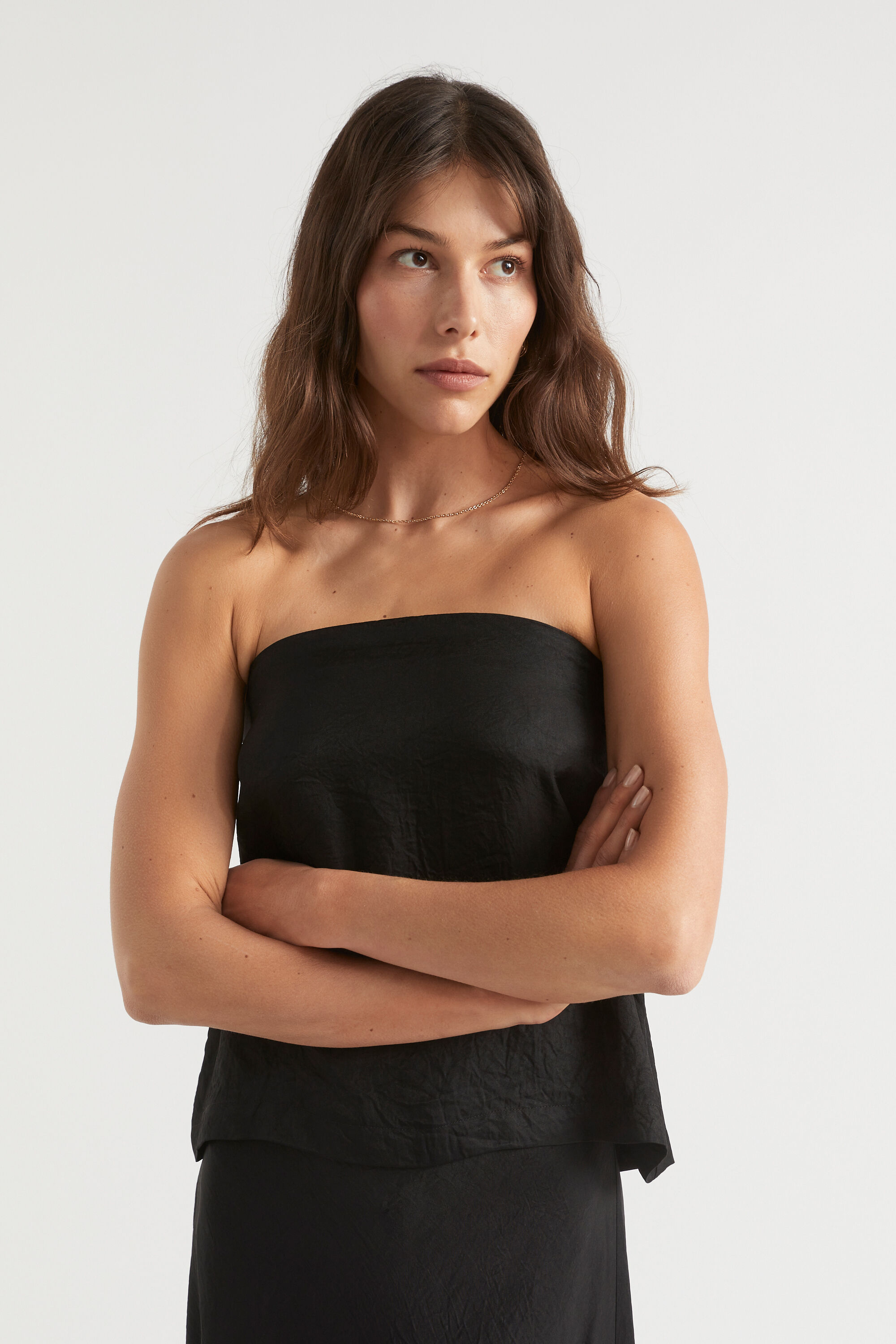 Satin outlet strapless top