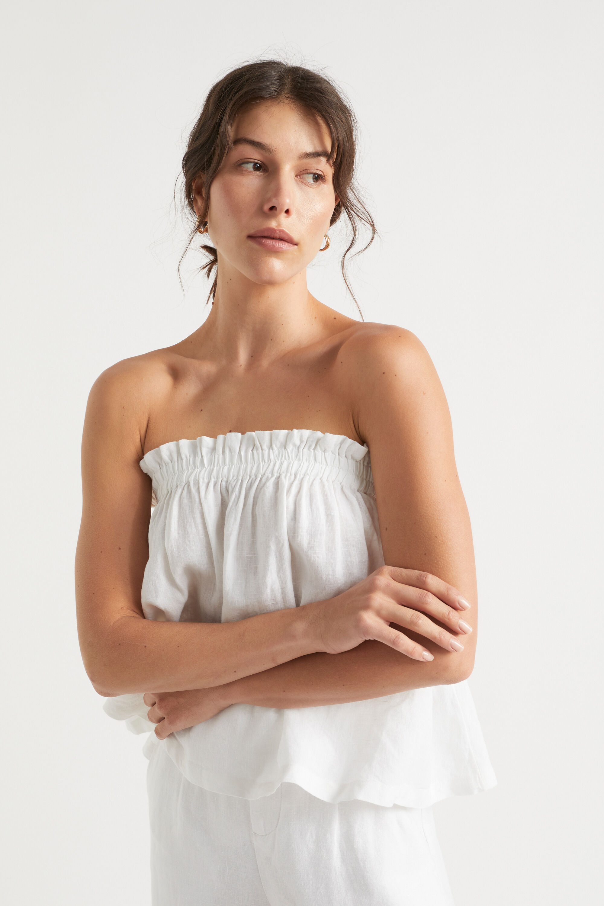 Strapless linen top store