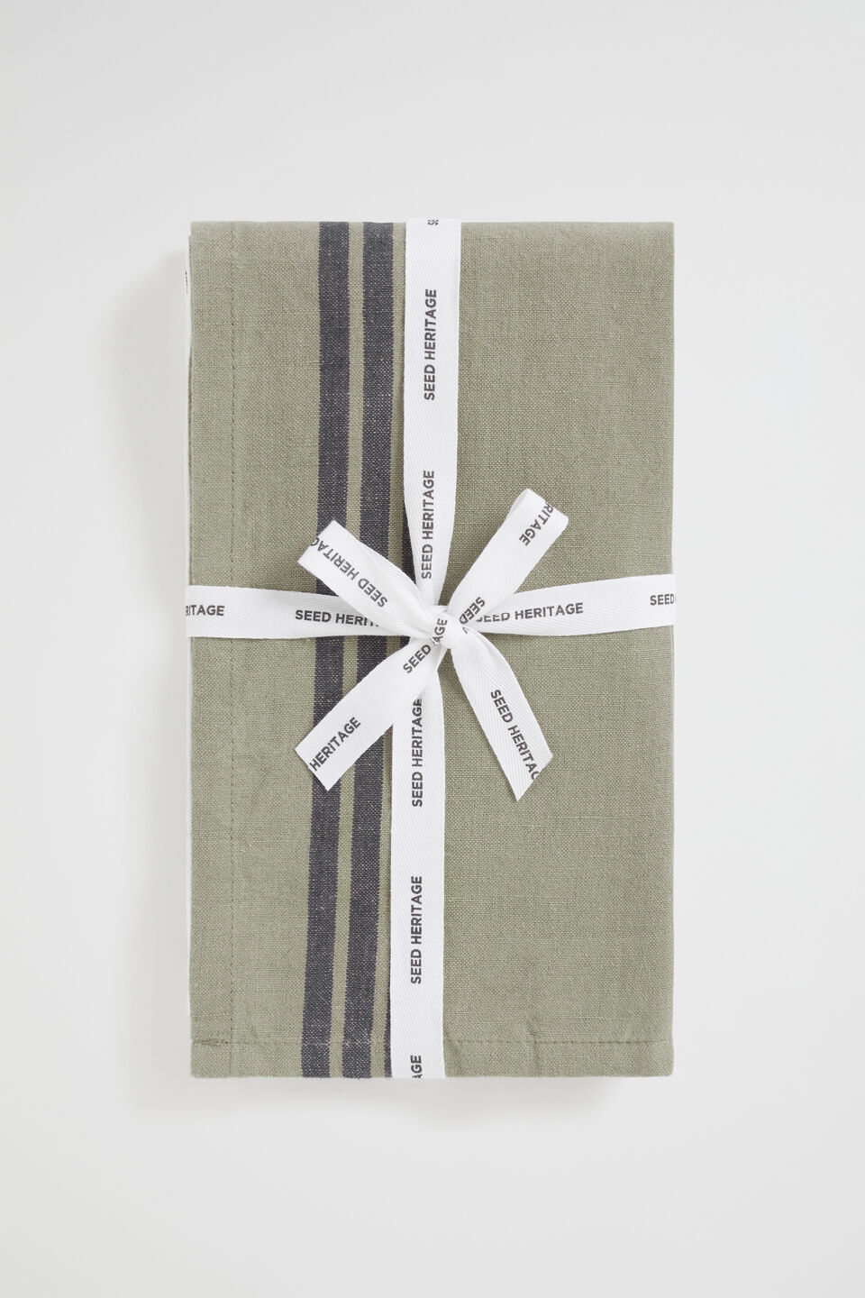 Stripe Tea Towel Set of 2  Olive