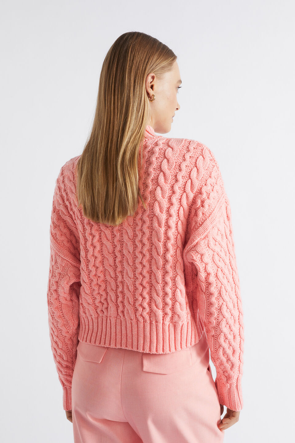Crop All Over Cable Knit  Pale Peony Marle