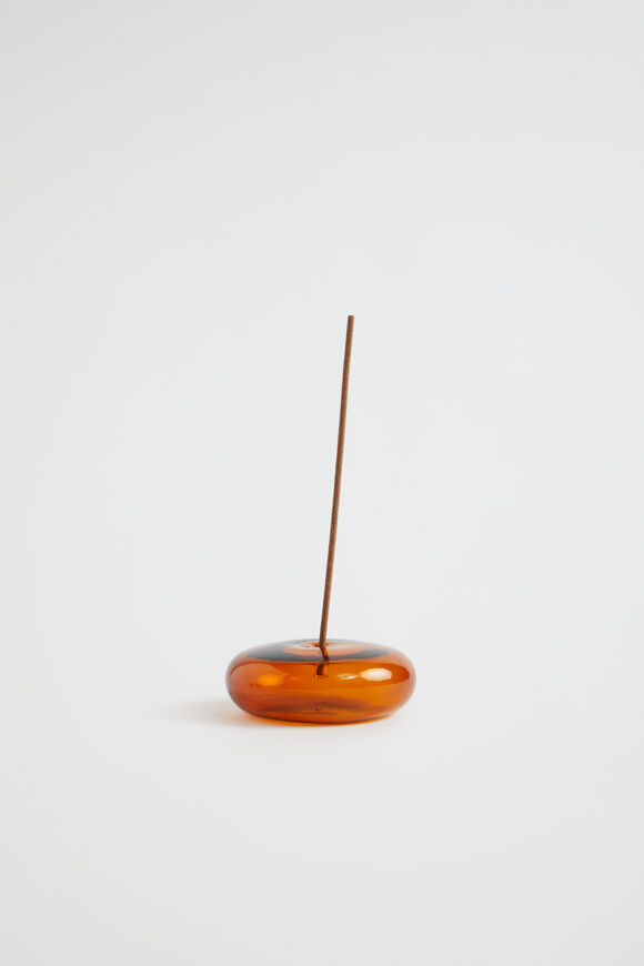 Round Glass Incense Holder  Amber  hi-res
