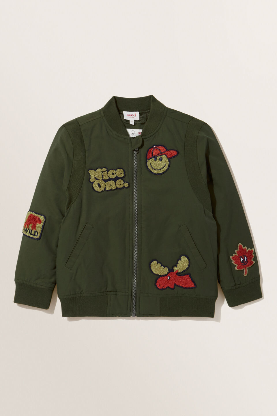 Patched Bomber Jacket  Forest