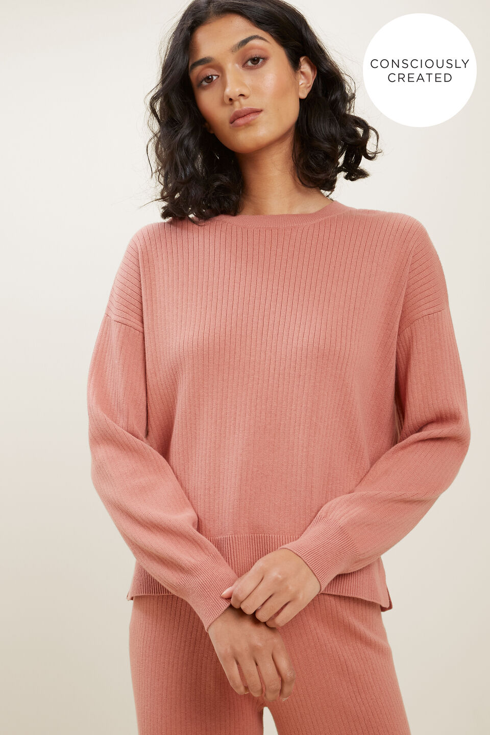 Sustainable Simple Sweater  Old Rose