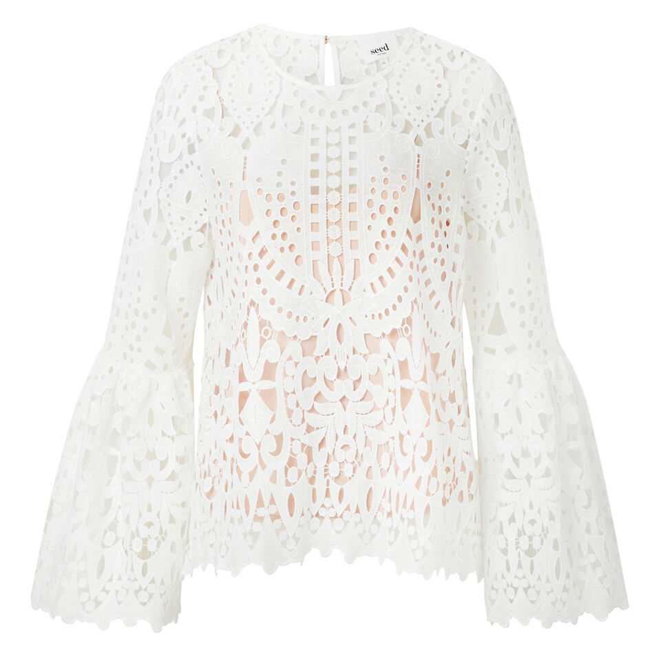 Lace Frill Sleeve Blouse  1
