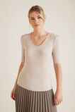 V Neck Fitted Rib Top    hi-res