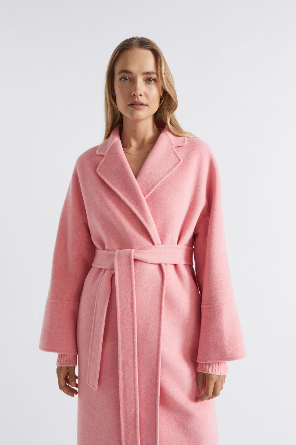 Wool Blend Relaxed Coat  Pale Peony Marle