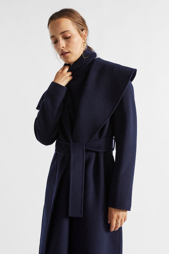 Wool Blend Full Length Coat  Midnight Sky  hi-res