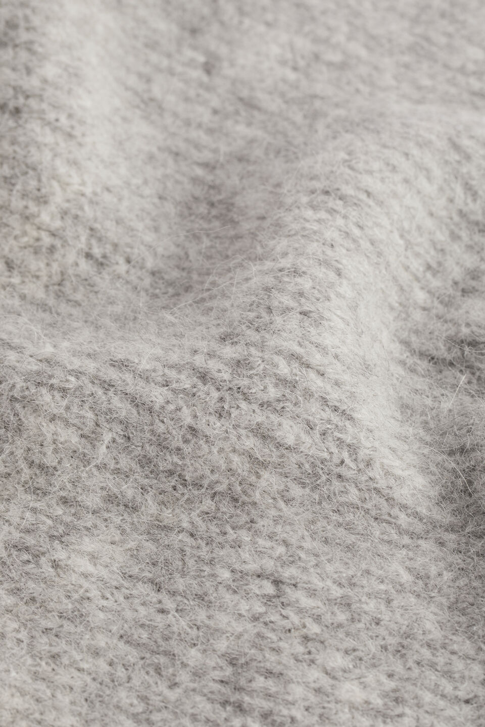 Fluffy Rib Knit Scarf  Grey Marle