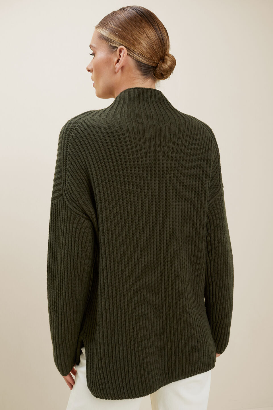 Merino Wool Rib Sweater  Basil