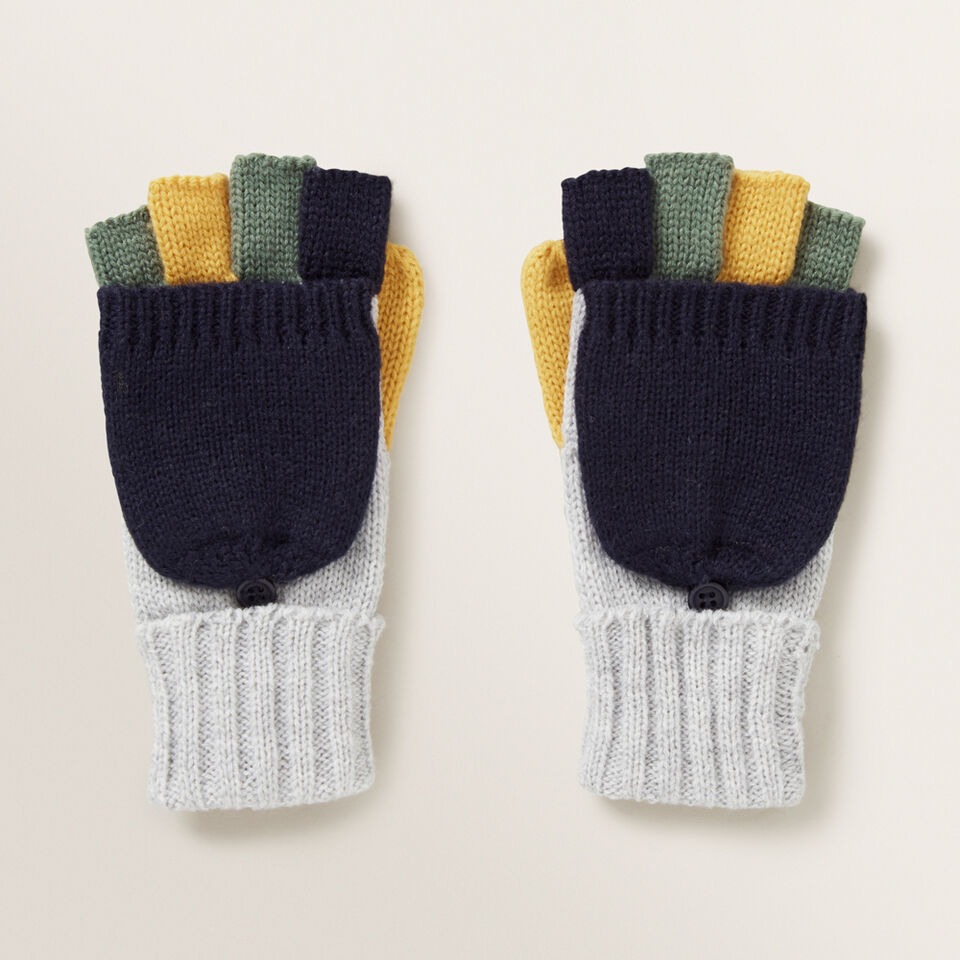 Colour Block Mitten Gloves  