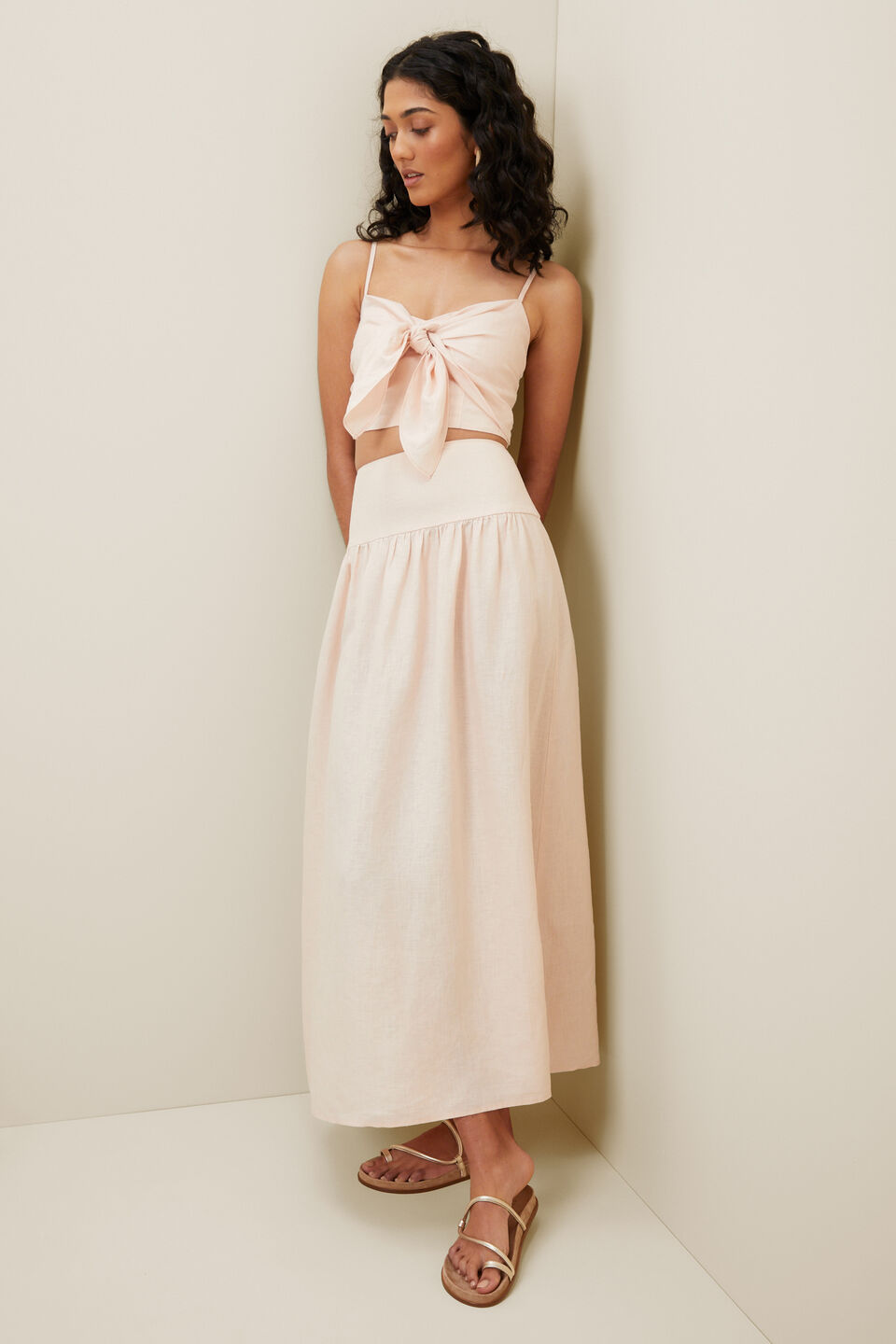 Core Linen Gathered Maxi Skirt  Pale Blossom