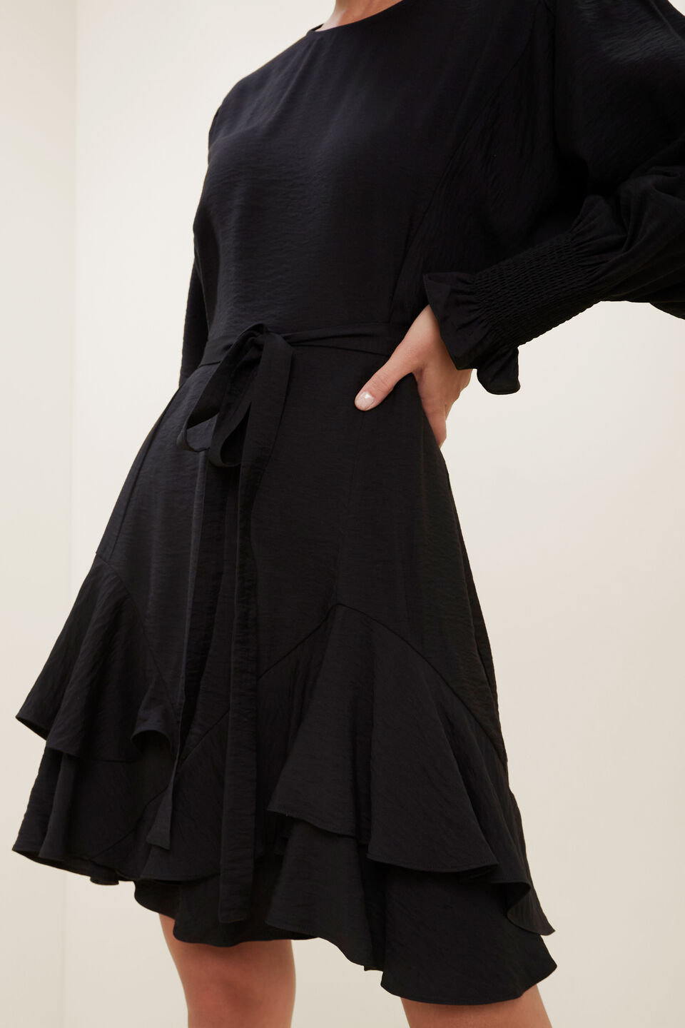 Ruffle Mini Dress  Black