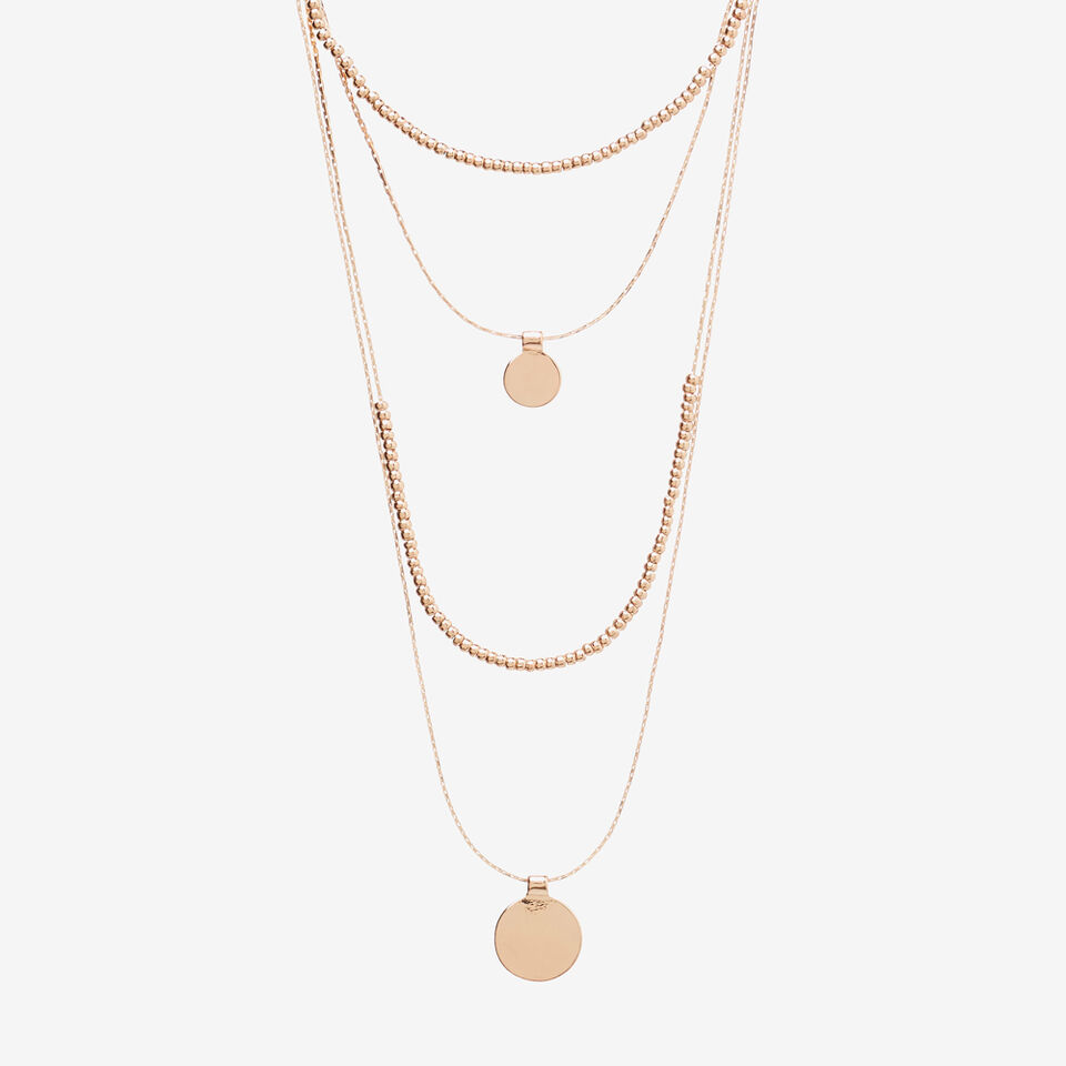 Layered Disc Charm Necklace  