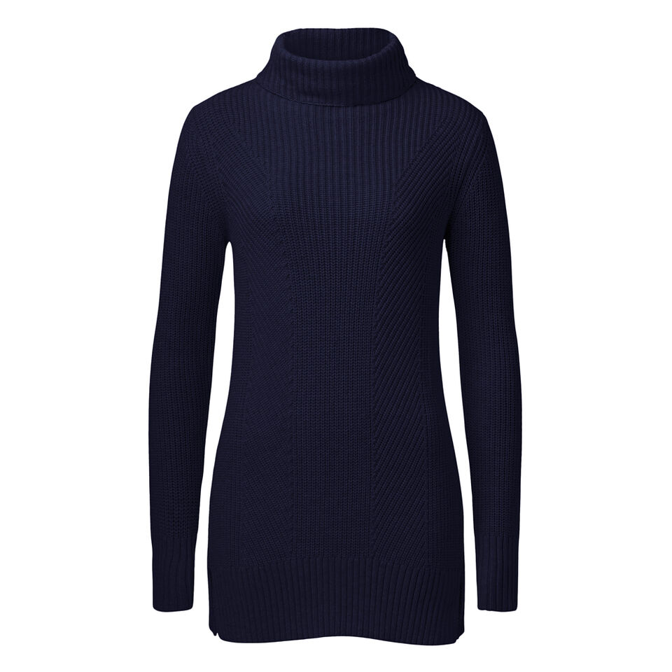 Dipped Roll Neck Sweater  