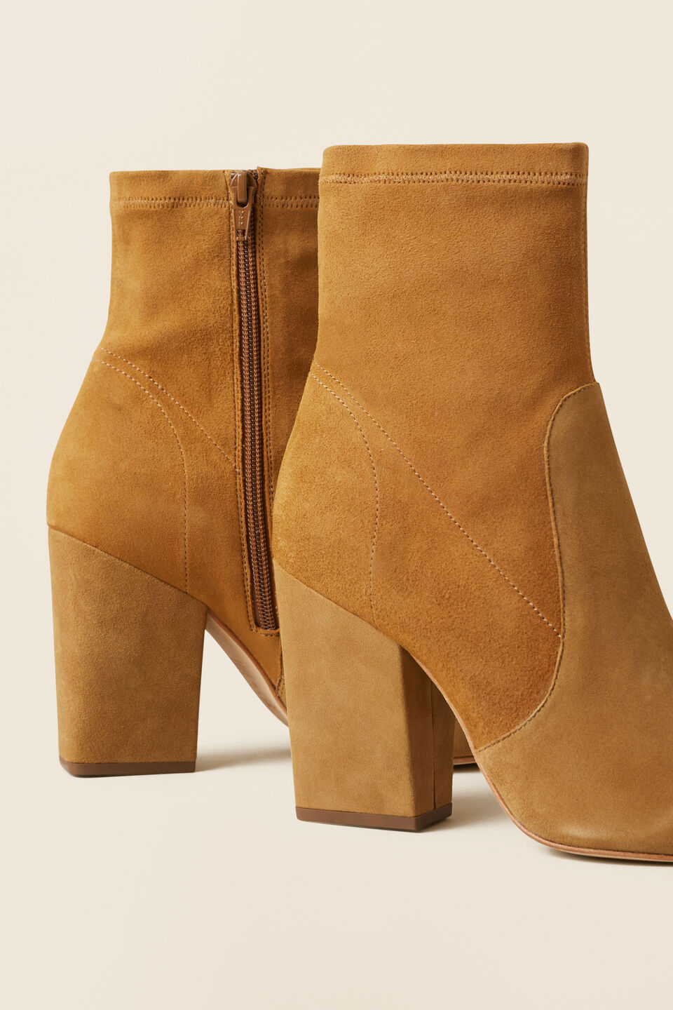 Kylie Suede Stretch Ankle Boot  Cognac