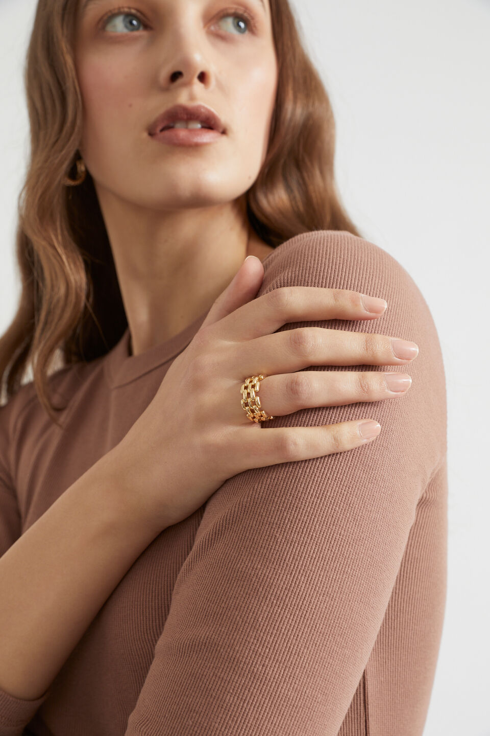 Woven Link Ring  Gold