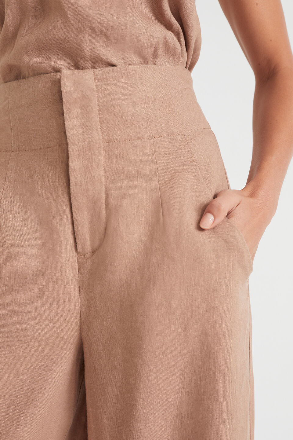 Core Linen Waisted Pant  Rose Taupe