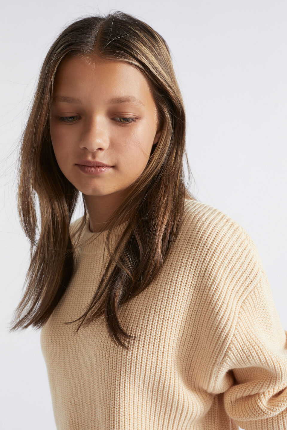 Crop Relaxed Knit  Chai