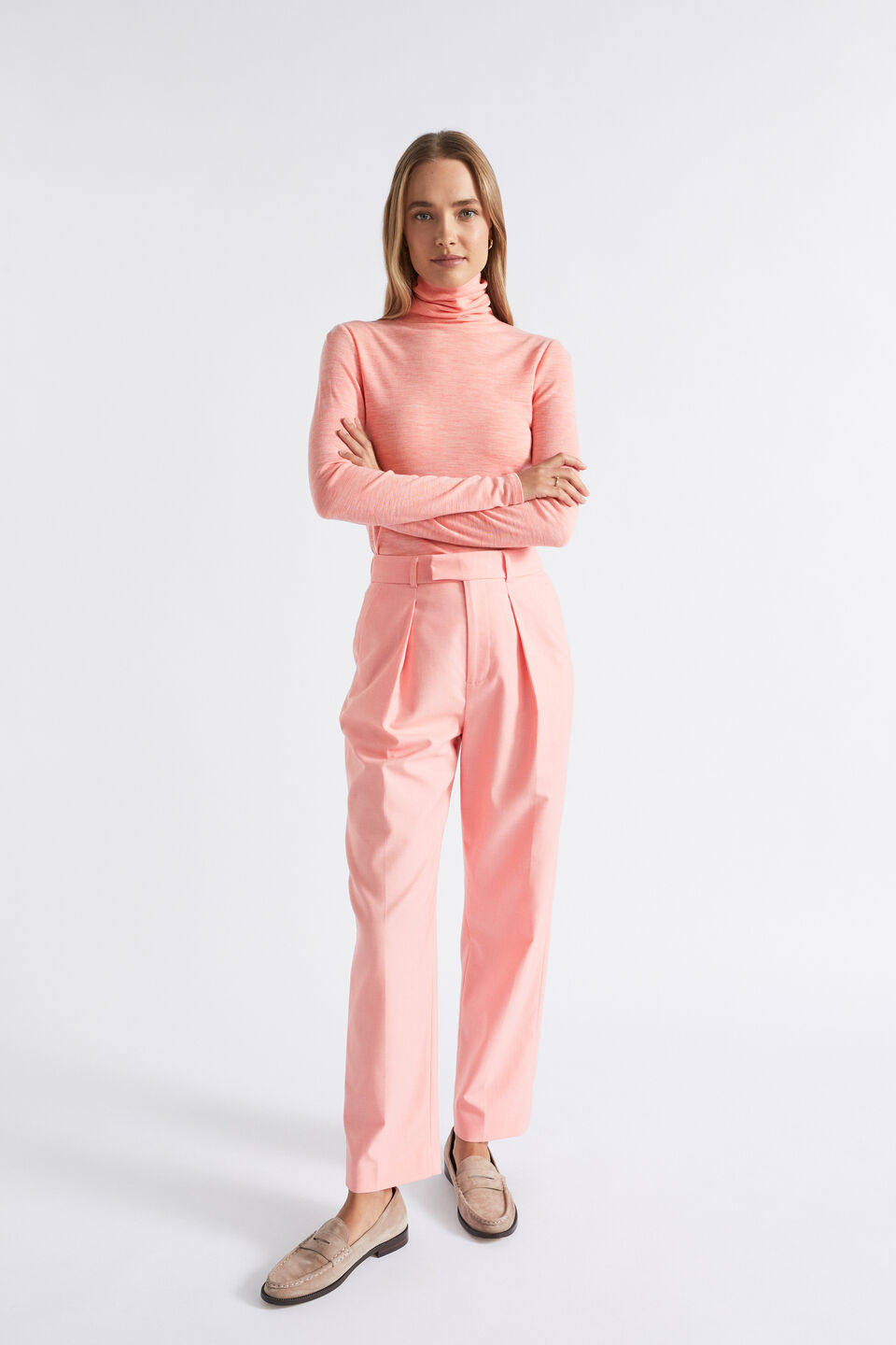 Babywool Roll Neck Top  Pale Peony Marle