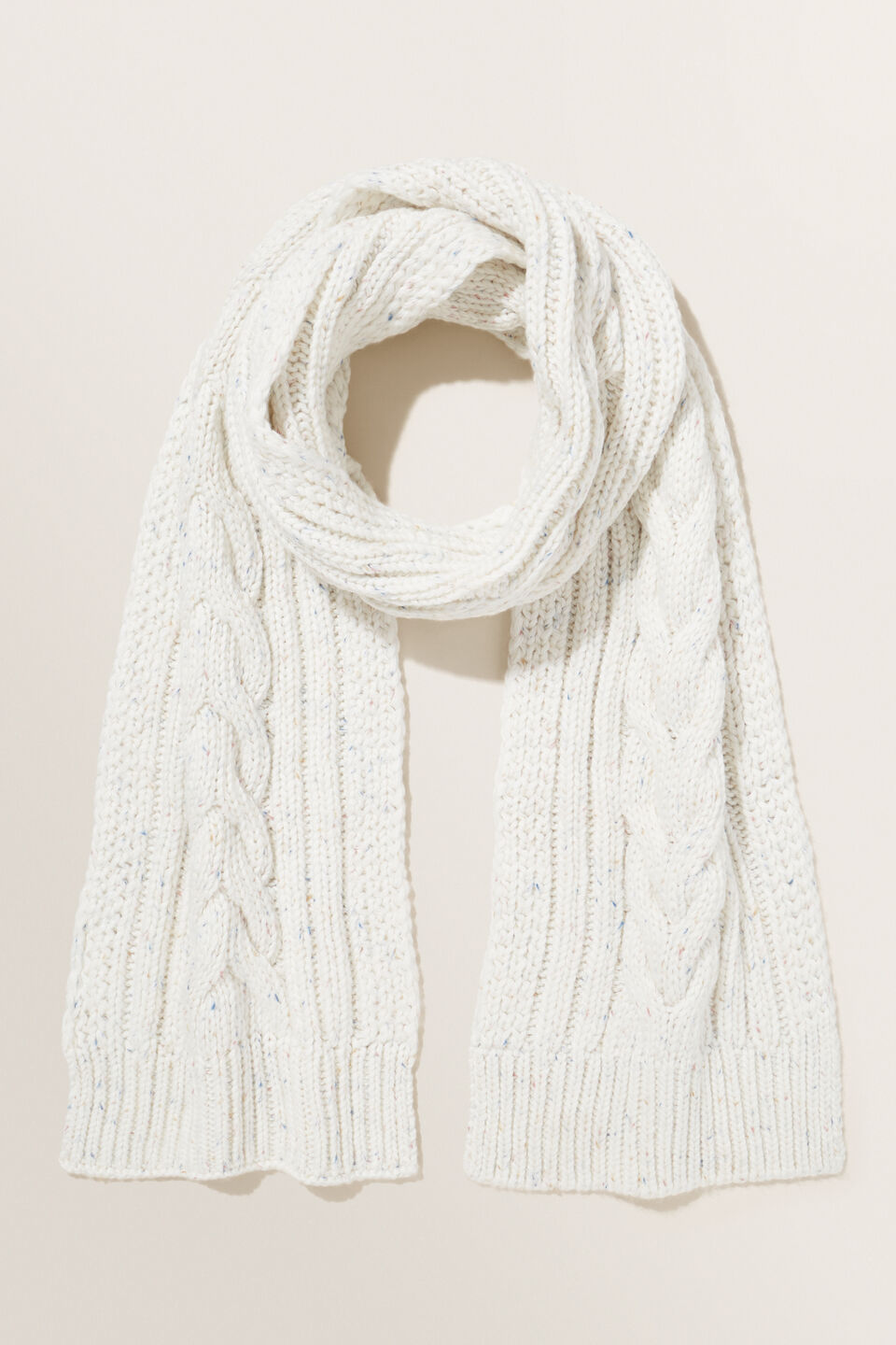 Cable Knit Scarf  French Vanilla Fleck
