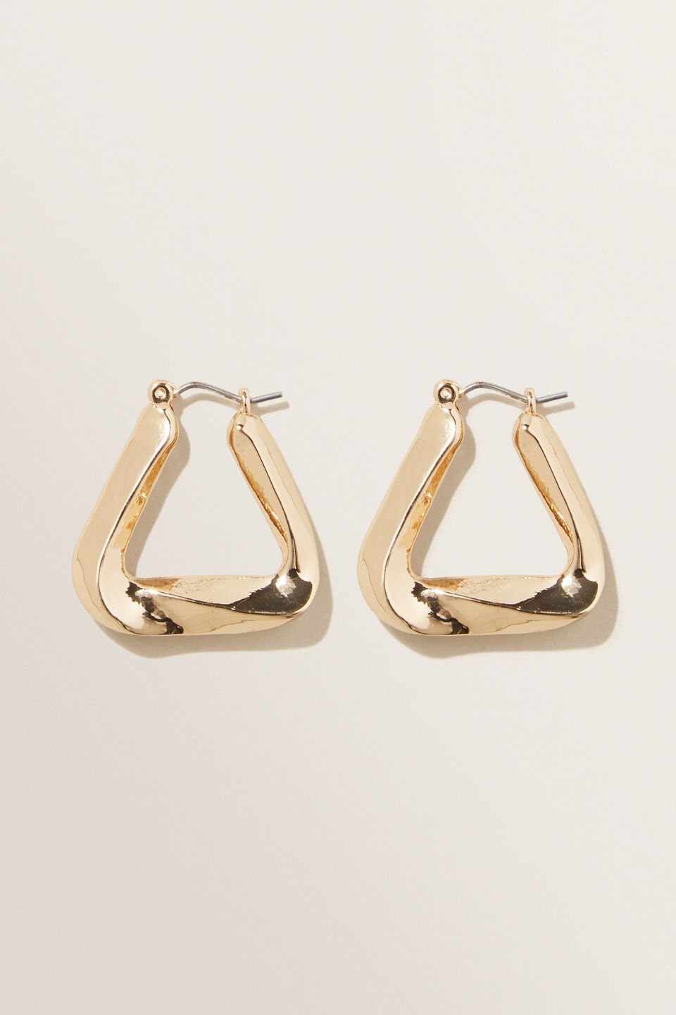 Twisted Triangle Hoop  Gold