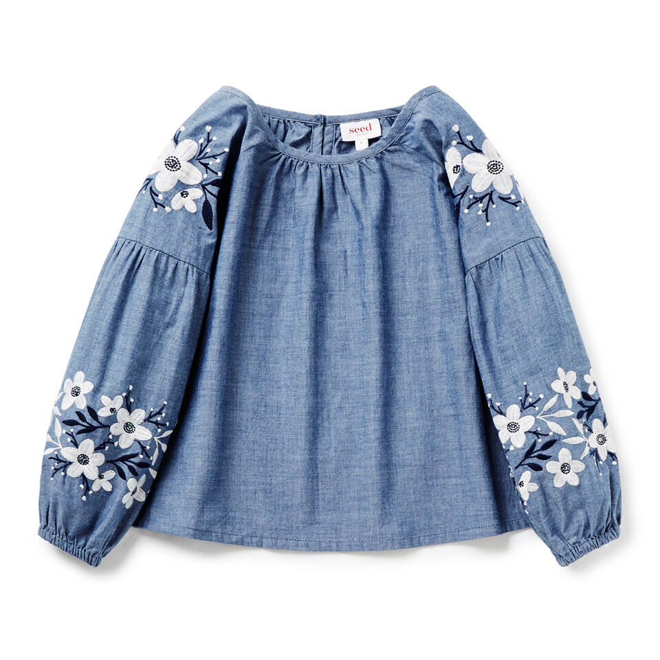 Embroidered Smock Top  