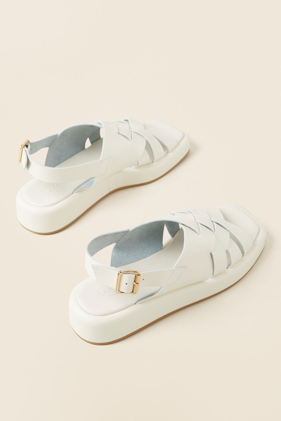 Zoya Leather Flatform Sandal  French Vanilla