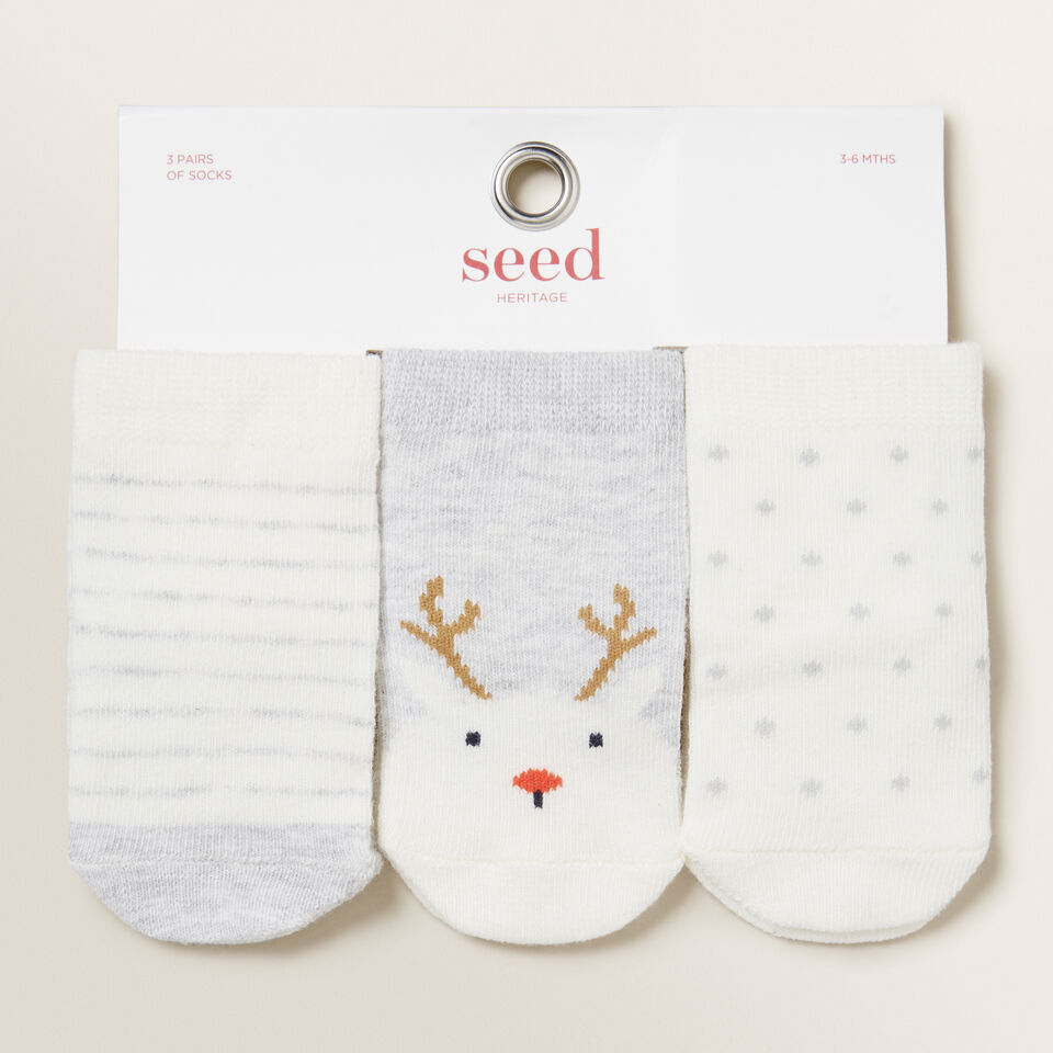 Reindeer Spot 3 Pack Socks  