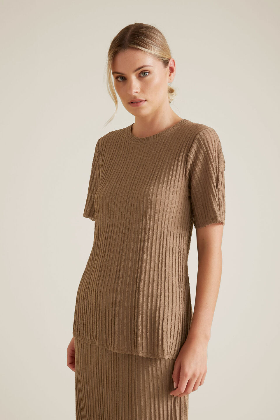 Pleated Knit Top  