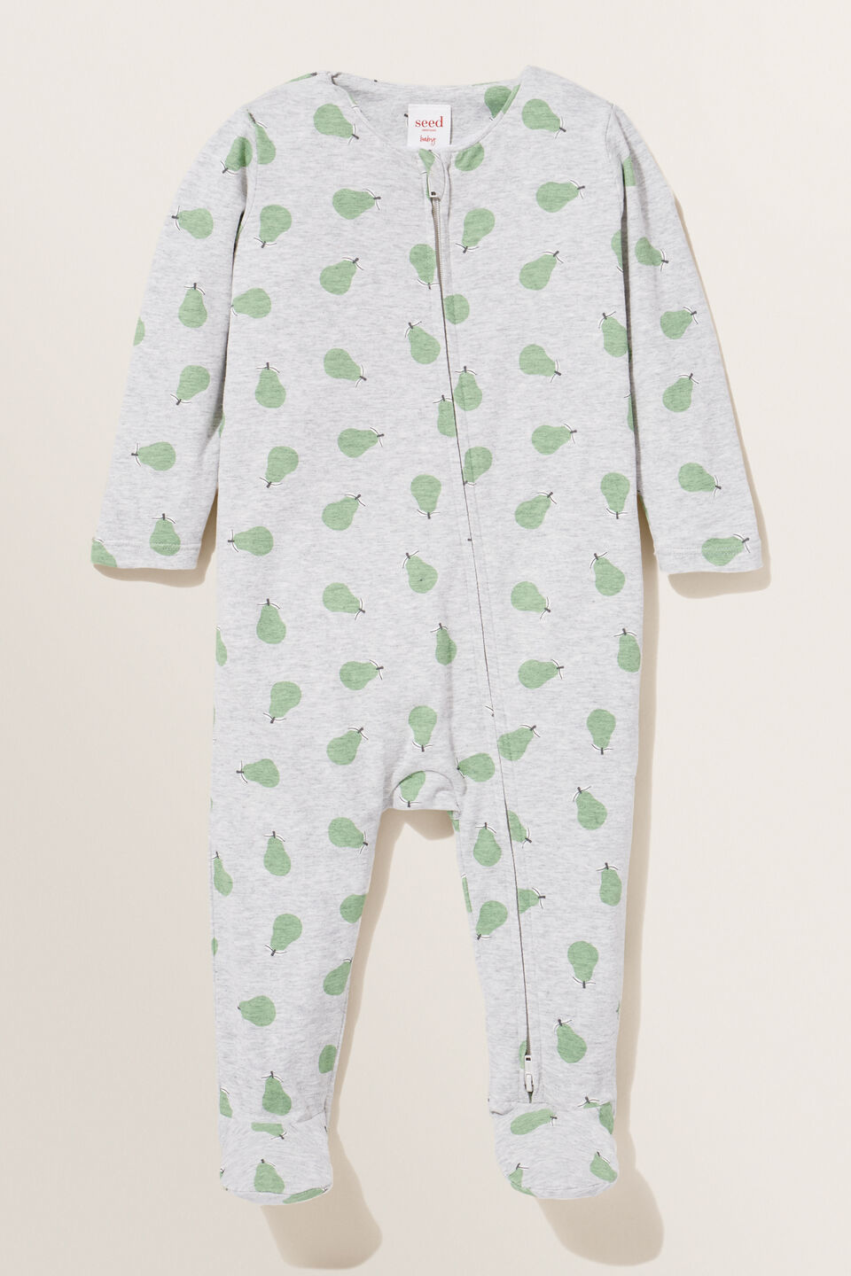 Pear Zipsuit  Pale Grey Marle
