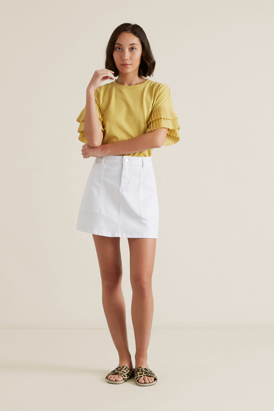 A-Line Denim Mini Skirt  1