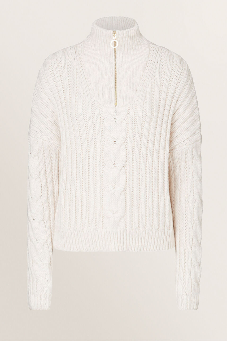 Cable Knit Zip Sweater  