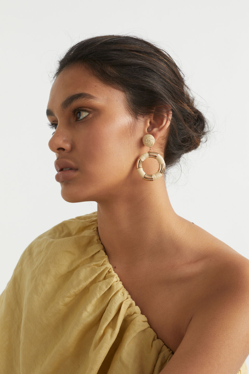 Raffia Wrap Earring  Natural Gold