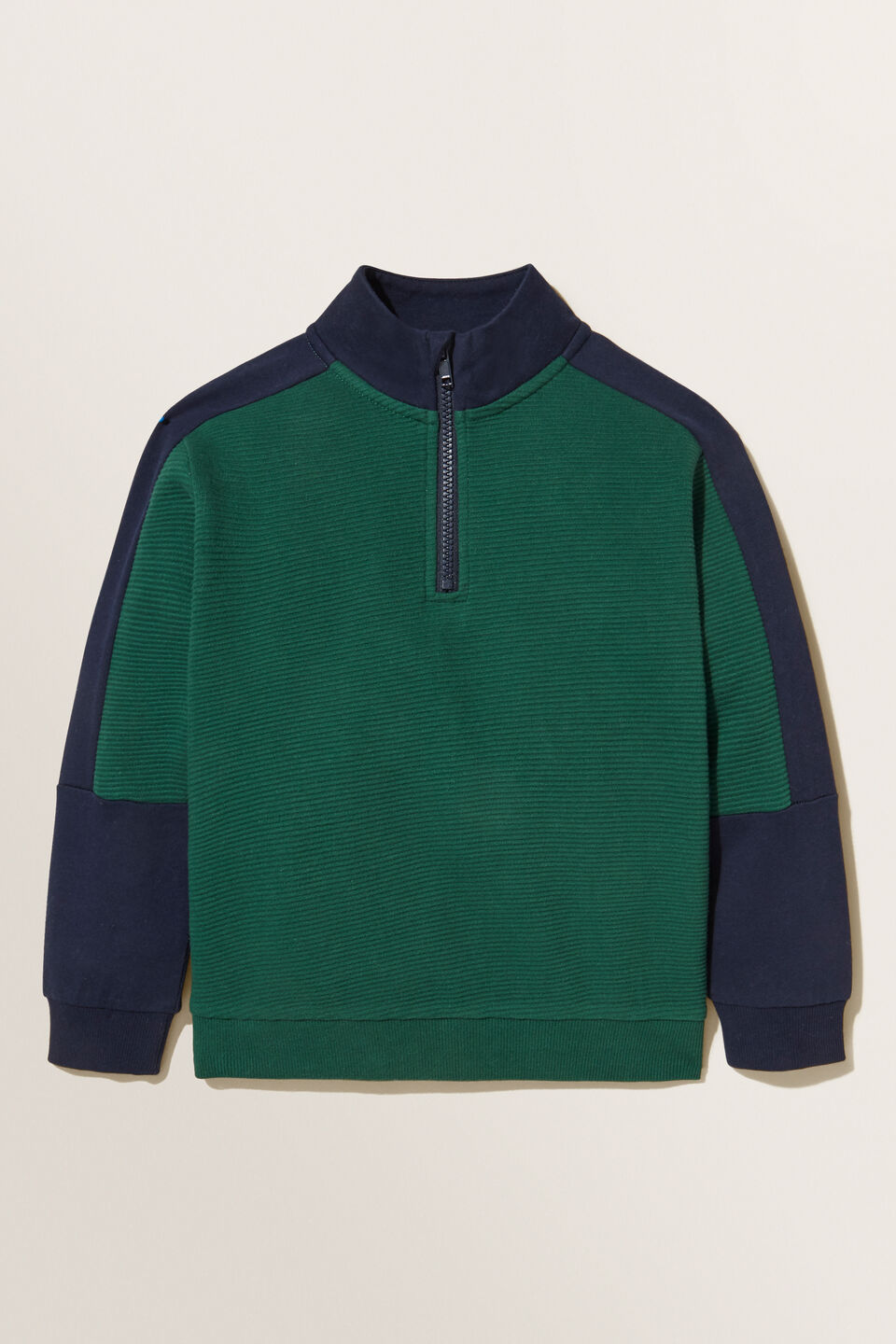 Panelled Zip Sweater  Bottle Green