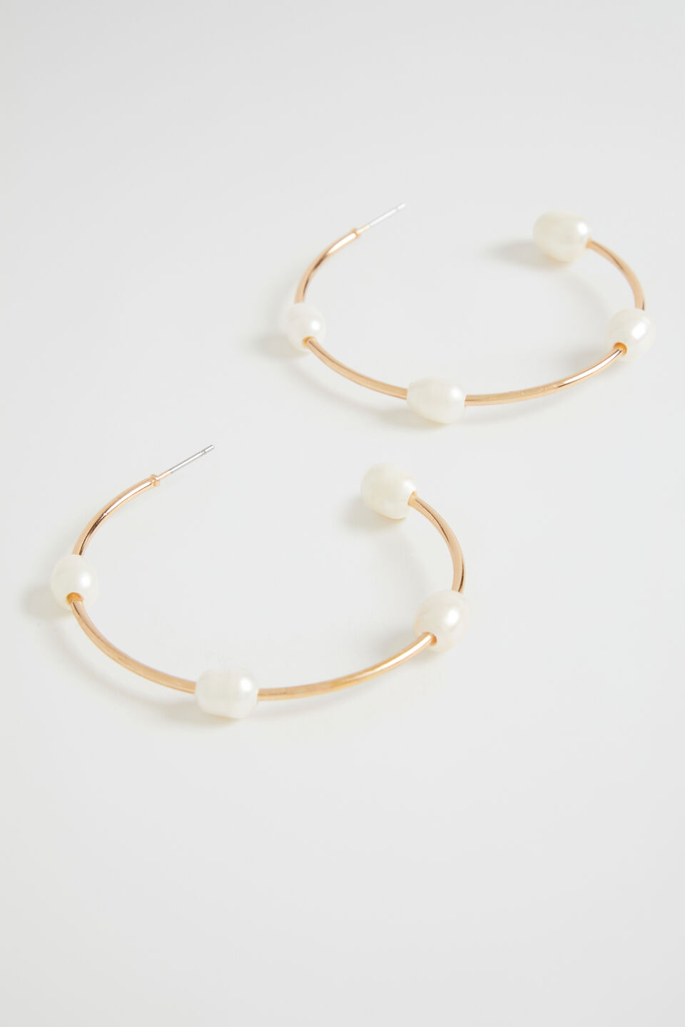 Stationed Pearl Hoop  Gold