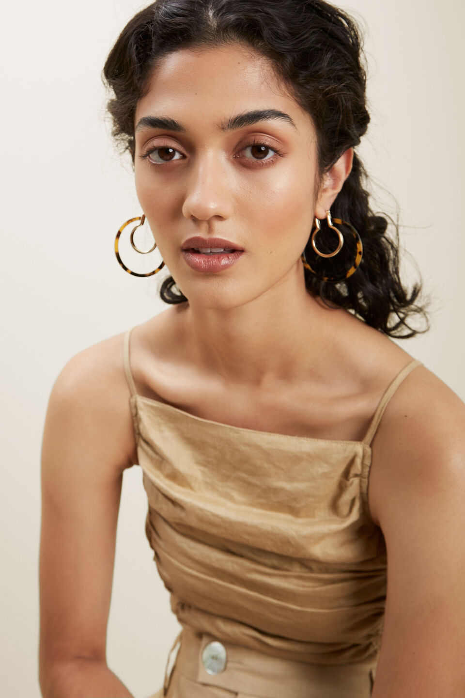 Double Layered Tort Hoops  Gold Tort