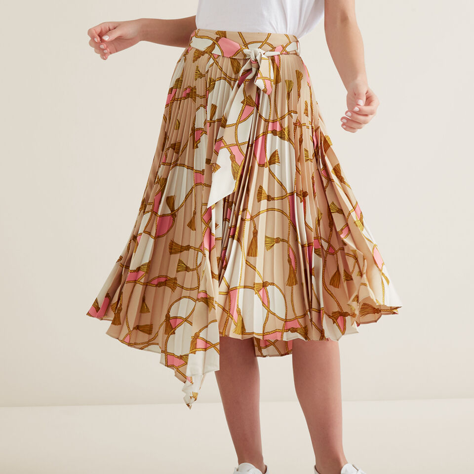 Asymmetric Pleat Skirt  
